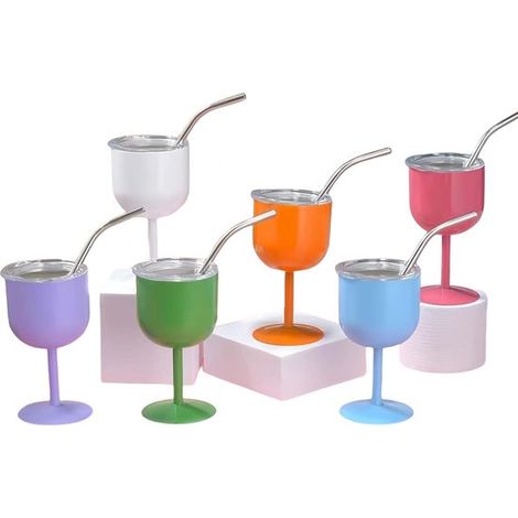 Set de 6 verres à vin inox – 4 oz – Incassables – Réutilisables – Mariage et fête (1/5)