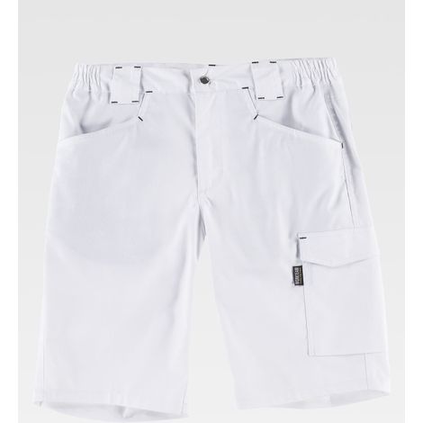 Bermuda de tejido elástico con trabilla porta martillo WORKTEAM Combi B4035 Blanco - L (1/2)