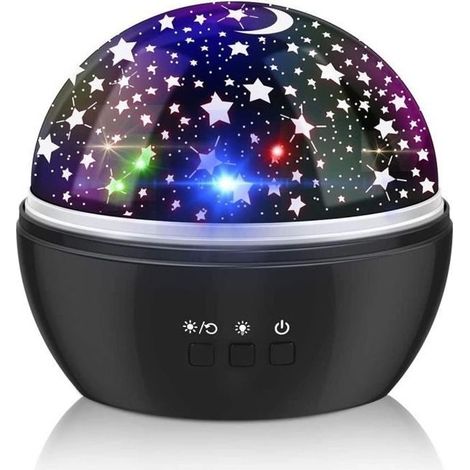 Lampe Projecteur LED Étoile, Veilleuse Enfant et Bébé, Romantique Lumière pour Maison Chambre Fête Noël(Noir)
