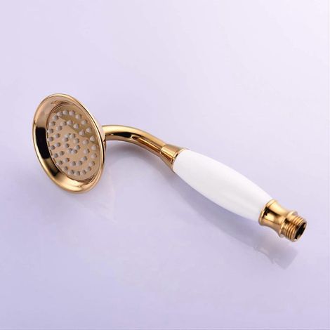 Pommeau de douche portable en laiton doré, douchette massante universelle. (1/4)