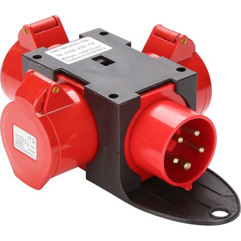 TolleTour Stromverteiler Baustromverteiler CEE Verteiler Kraftstrom IP44 für Baustelle 3 x CEE 400V / 16A Steckdose 5P