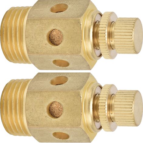 2 Pièces Silencieux Pneumatique en Laiton, Réducteur de Bruit pour Compresseur, Étrangleur d'Air Réglable 1/2 Pouce (1/5)