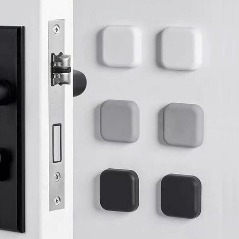 Sei fermaporta quadrati in silicone da 5 cm per maniglie delle porte - ammortizzatori autoadesivi (bianco, grigio, nero) (1/5)