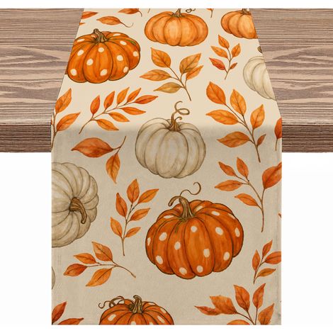 Chemin de table, feuilles d'automne, nappe, 40 x 120 cm, Noël (1/5)