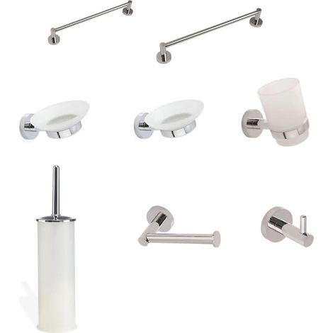 Set Accessori Bagno 8 Pezzi Cromo - Serie: Rondo