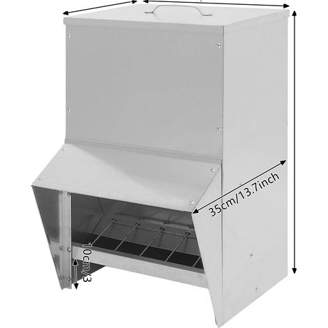 Nourrisseur de volaille, haute capacité, auvent résistant aux intempéries, Argent (1/2)