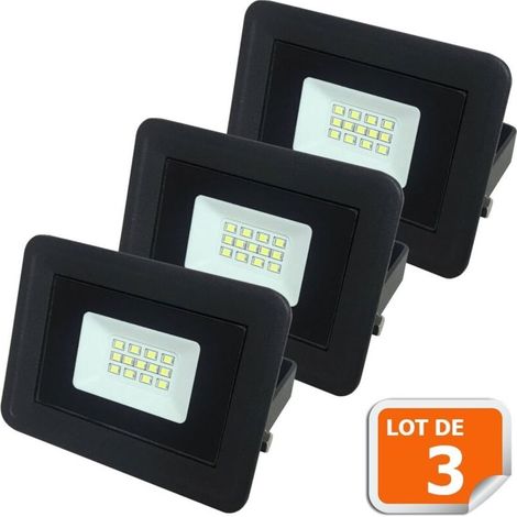 Lot de 3 projecteurs LED 10W noir 6000K IP65 – Éclairage extérieur – Angle de diffusion 120° – Lumens 800 pour espaces extérieurs (1/4)