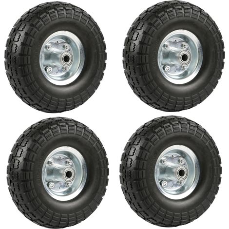 Homevive Juego de 4 Ruedas Carretilla Maciza Llanta Neumáticos para Carrito Rueda Carro de Jardinería PU 255mm (1/9)