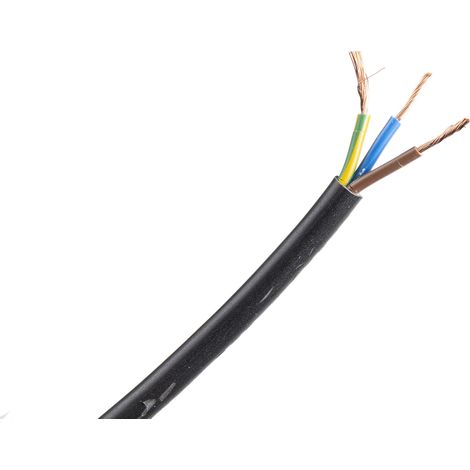 Câble d'alimentation RS PRO 3G0,75 mm², gaine PVC Noir, 100m ( Prix pour Bobine de 100 Mètres )