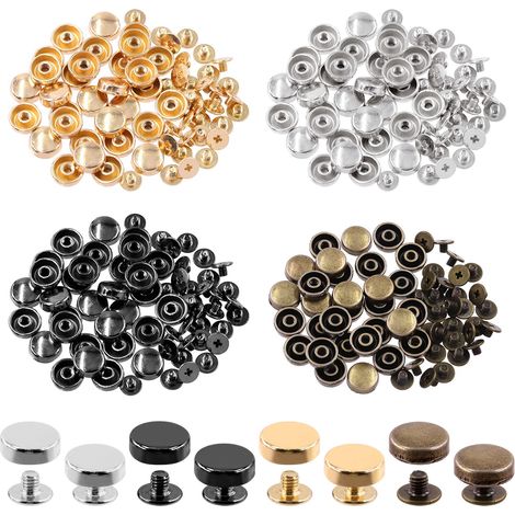 Lot de 32 Rivets à Vis en Métal à Tête Plate pour Sac à Main Noir (1/5)