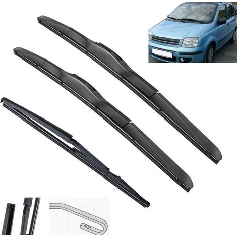 Jeu de balais d essuie glace avant et arrière compatible avec Fiat Panda 169 2003 2012 brosses de pare brise 22 pouces plus 16 (1/5)