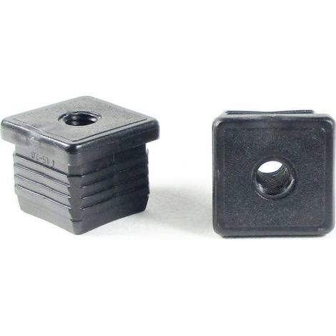 Ajile - Embout plastique carré pour tube 30 x 30 mm avec trou fileté diam. 10 mm (M10)