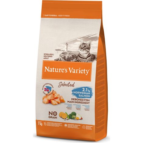Nature's Variety Selected, Cibo per Gatti Sterilizzati con Salmone Norvegese Diliscato 7 kg (1/5)