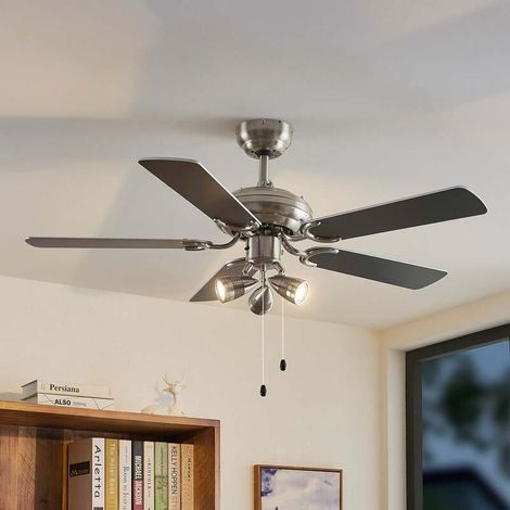 [GEBRAUCHT] B-Ware Lindby Deckenventilator Anariki leise Ventilator mit Licht silber Ø 108,5 cm (1/2)