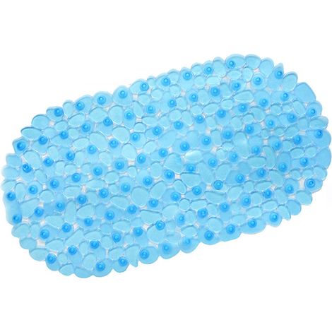 Sollbry 66 cm x 36 cm, moderno azul transparente, impermeable, antideslizante, de secado rápido, resistente a la suciedad, perfecto para baño, bañera y ducha. (1/2)
