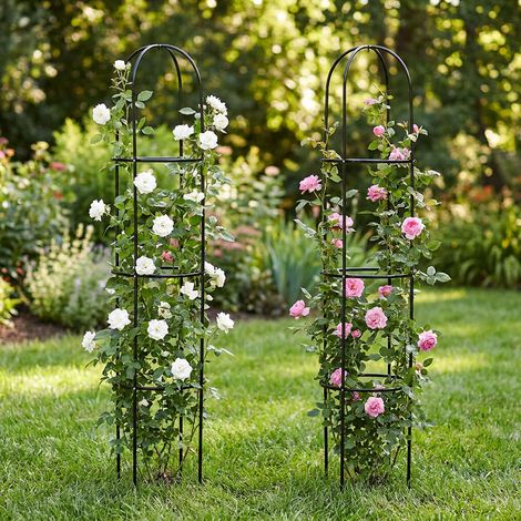 2x Rankhilfe Rank-Obelisk Giardino Sottile Verde Metallo 4 picchetti H 191 cm (1/5)