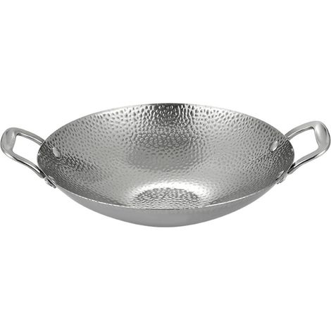 Poêle à Paella en Acier Inoxydable, poêle antiadhésive Non revêtue, poêle à Frire de 20,3 cm, 23,7 cm, 25,4 cm, 28 cm, Petite marmite à Nouilles avec Double poignée, marm,Silver-10 inch (1/4)