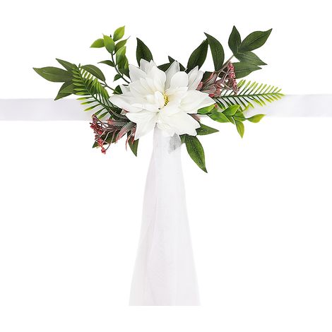 Les commandes personnalisées commencent à partir de 60 pièces. Décorations de chaises : fleurs artificielles violettes + maille de 1,5 x 1 m (ensemble de 6 pièces en boîte : 6 fleurs + 6 morceaux de m