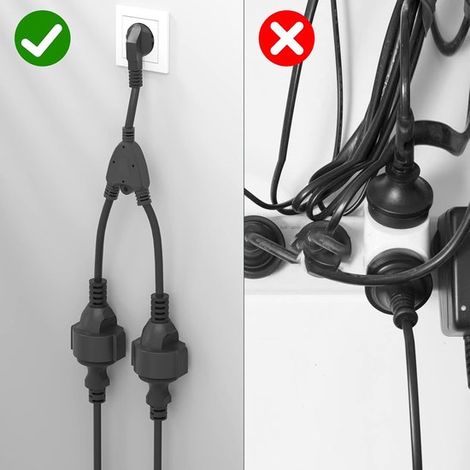Regleta - divisor de enchufes - enchufe doble negro - enchufe doble con clavija - enchufe doble - para exteriores - 16A - 220V/250V (1/4)