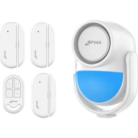 Alarma con detector de movimiento, sensor de alta sensibilidad, sonido de 120 dB, kit blanco D (1/2)
