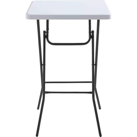 Rekkem – Mange debout pliant carré 68x68 cm – Structure en acier époxy – Plateau en PEHD blanc – Charge max. 110 kg – Usage intérieur/extérieur