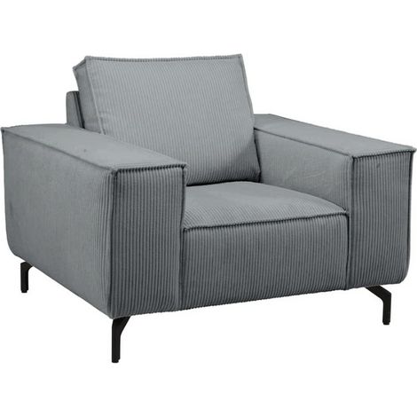 Fauteuil en velours côtelé gris PUEBLO Casita (1/2)