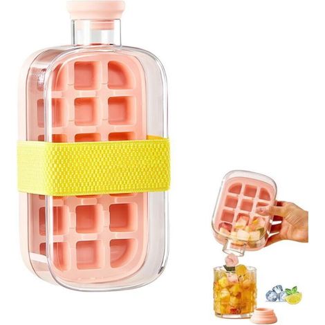 2-in-1 food-grade silicone ice bottle, 800 ml with integrated straw and convenient squeeze system