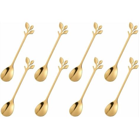Cuillère à café dorée, cuillère à café en acier inoxydable, cuillère à moka, cuillère à gâteau, cuillère à glace, cuillère à dessert, 8 pcs (tsp) (1/4)