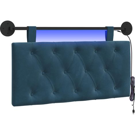 Testiera  Testata del letto sospesa Con luce LED Blu Velluto (1/5)