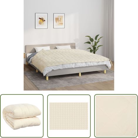The Living Store Couverture lestée Crème clair 155x220 cm 11 kg Tissu - Couverture Lestée - Couverture Poids - Relaxation - Sommeil Profond - Stress (1/5)