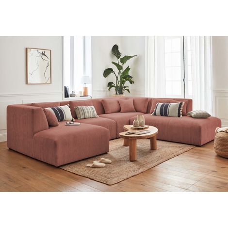 Victoire – modulare wohnlandschaft ecksofa rechts - 7-sitzer – aus cord - rosa (1/5)