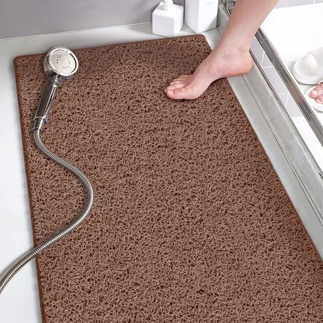 NICOLA Tapis de bain antidérapant, 80120 cm, tapis de bain massant, adapté à la salle de douche, différence de couleur marron (1/4)