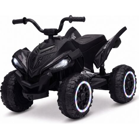 LUNSY Kids Electric Ride On Car 12V ATV Quad Bike, 25W Dual Drive, 2 Seater, Light Up Wheels, Music, Horn, Forward and Reverse for 3-6 Year Old, Black (1/5)