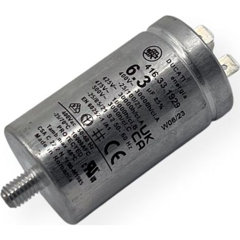 Condensateur permanent aluminium 6,3µF à cosses faston simple - Ø35x60mm - DUCATI (1/2)