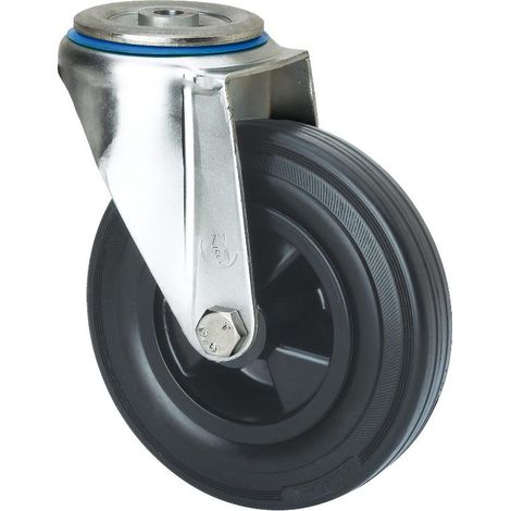 rueda giratora agujero m12 20zv160-psr poliamix-goma negra eje rodillos
