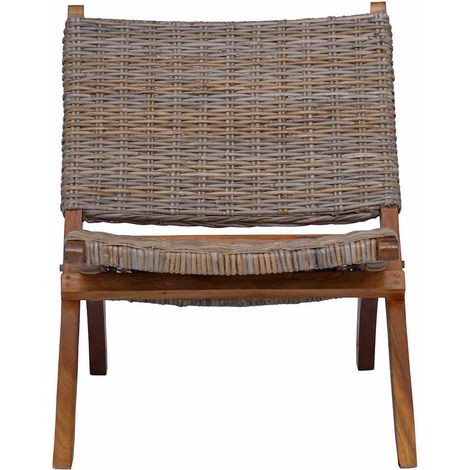Maison Exclusive - Relaxstuhl Natur Kubu-Rattan und Massivholz Ma