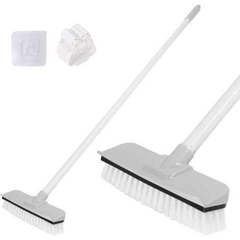 2 en 1 Brosse à Récurer Sol avec Long Manche pour Nettoyer Brosse Sol avec Poils Durable et Raclette avec Brosse de Nettoyage des Interstices pour Cuisines, Salles de Bains, Carreaux (1/5)