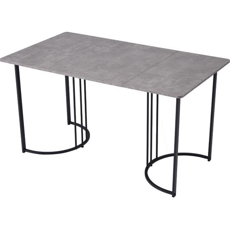 Table de salle à manger 140 x 80cm, Table rectangulaire, piétement métallique, pour salle à manger salon, gris (1/5)