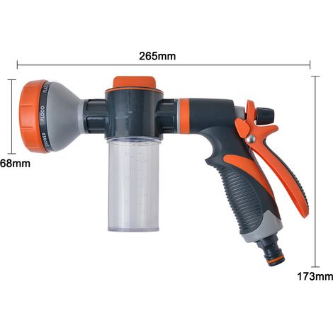 Lave-eau de voiture, tuyau haute pression, buse de pulvérisation de mousse, distributeur de savon, outil d'arrosage de jardin avec 8 modes pour laver les plantes, douche d'animaux domestiques (1/5)