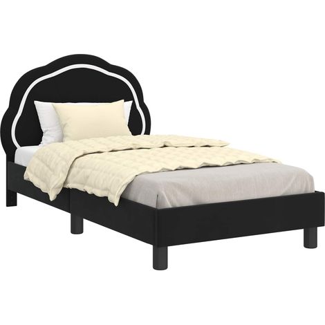 Children's Bed Frame with Headboard Black 80 x 160 cm Velvet vidaXL