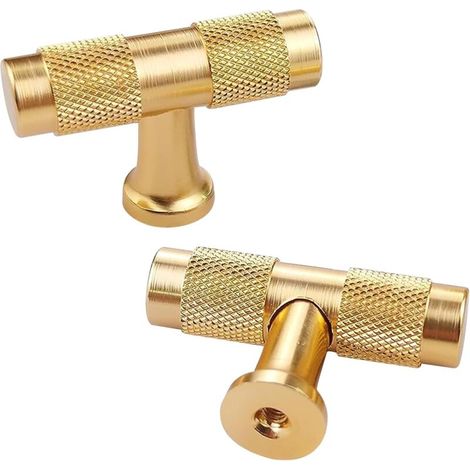 T-förmige Schubladengriffe, Schrankgriffe für Kleiderschränke, Garderoben, Schlafzimmer, 2 Stück (gold) (1/5)
