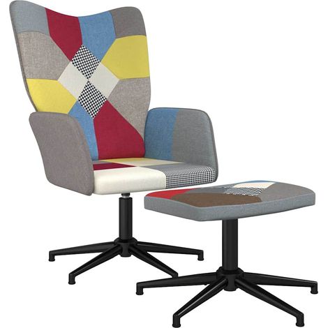 Maison Exclusive - Sedia Relax con Sgabello in Tessuto Patchwork (1/5)