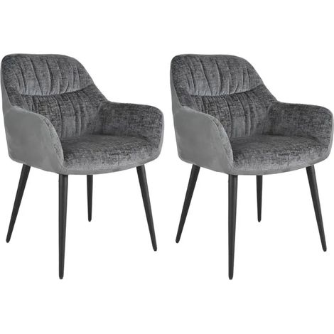 Lot 2 chaises repas microfibre gris anthracite pieds métal - ATLANTA (1/5)