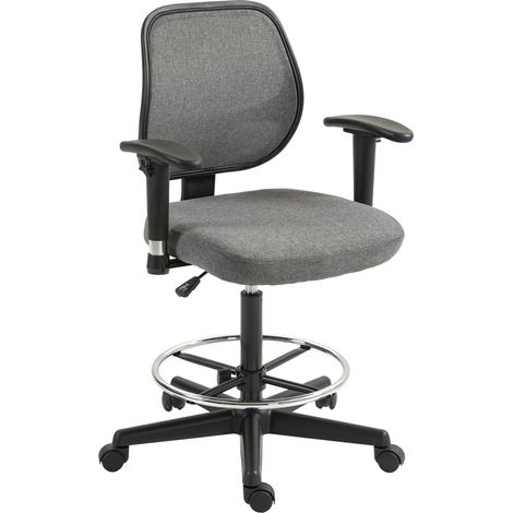 Sedia da ufficio alta e regolabile con braccioli, dimensioni 60L x 57P x 97 - 119H cm su ruote, grigia
