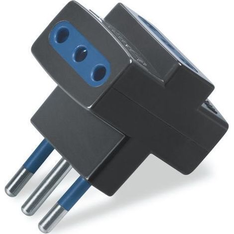 Adattatore triplo compatto 2p t 10a nero scame 146.555 3-n