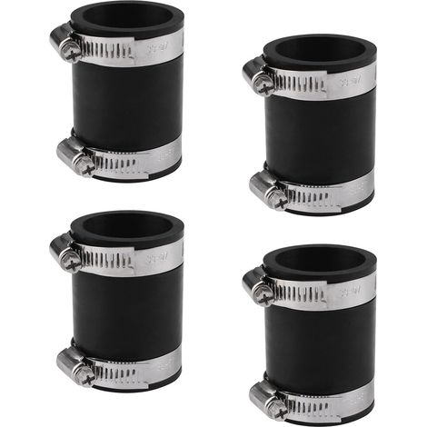 Lot de 4 raccords flexibles en PVC de rechange pour tuyau en caoutchouc noir avec colliers de serrage en acier inoxydable pour tuyau de 3,8 cm (diamètre intérieur : 40 mm) (1/5)