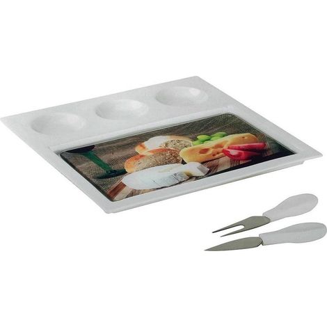 Tognana set degustazione 4 pezzi in porcellana e vetro, quadrato bianco