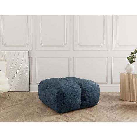 Grace - pouf en velours texturé - bleu (1/5)