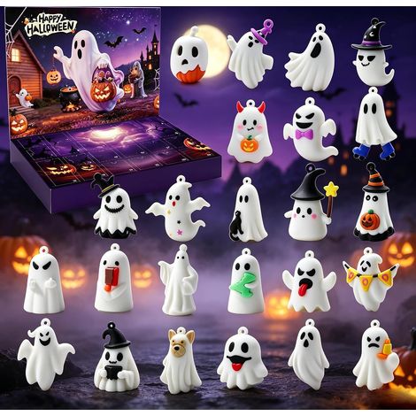 Calendrier de l'Avent Halloween 2026 fantômes 24 figurines, compte à rebours 24 jours, suspension (1/5)