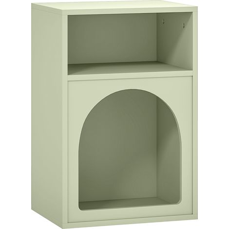 Bedside Table with 2 Open Compartments - Light Green